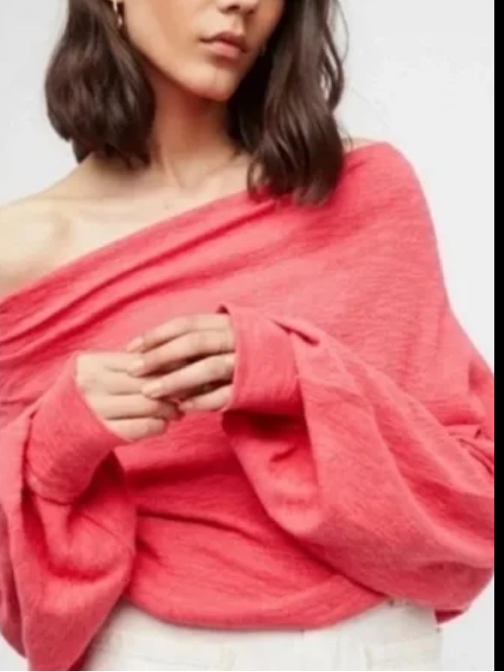 We The Free Coral Off-Shoulder Knit Top,Large. romantic, boho, coastal